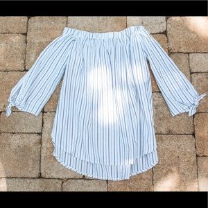 Striped off the shoulder top